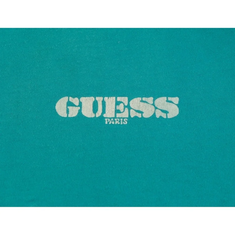 Guess T-Shirt Mens XL Teal Guess Paris Vintage 80s Single Stitch Graphic Tee - Picture 5 of 9